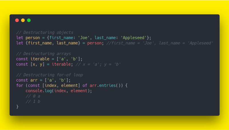 ES6 Destructuring